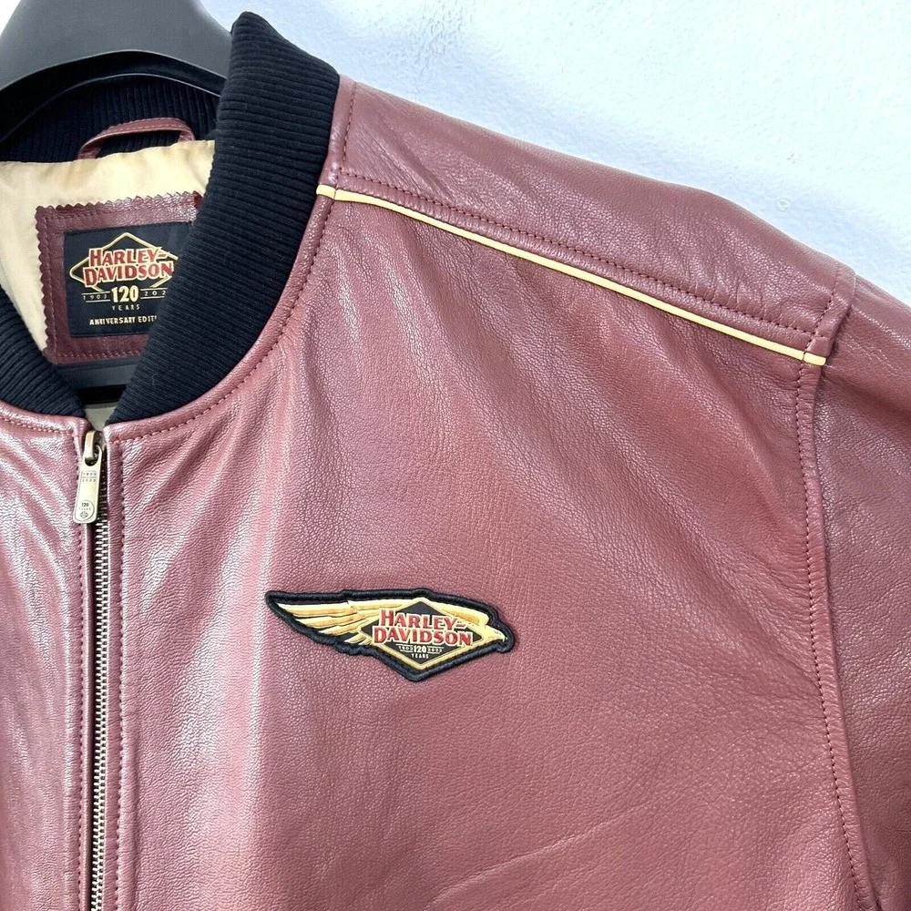 Harley-Davidson 120th Anniversary Leather Jacket 4XL Red Goat Skin‎ Bomber 2023